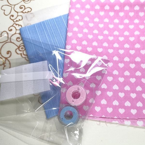 画像1: 【材料のみ】ドレスキット・1（ピンク×白ハート） 女の子浴衣セット 8cmサイズ用 (1)