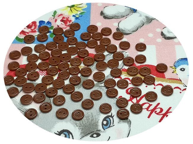 ドール用  6mmボタン／15.こげ茶